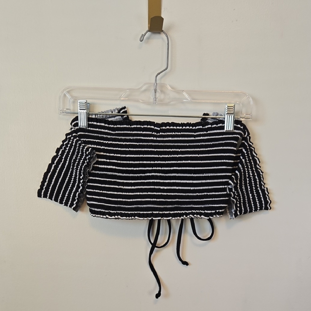 145. Xhilaration Black and White Striped Crop Top